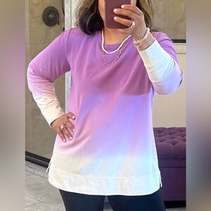 Denim and Co Lavender Ombré French Terry Pullover